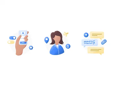 NurseFly Spot Illustrations care chat conversation design flyer health icon illustration job money nurse preferences profile travel upload