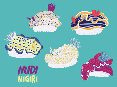 Nudi Nigiri golden lace hawaii illustration nigiri nudibranch scuba scuba diver scuba diving surreal surreal art surrealism surrealistic tropical