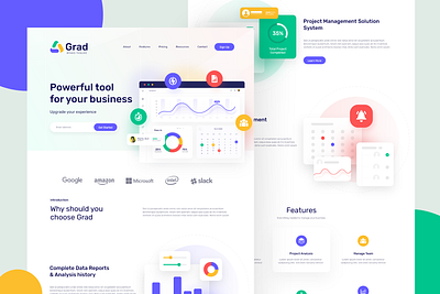 Grad Sass Landing page business clean colorful creative design landingpage saas website uidesign web design website