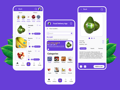 Food Delivery App 💫 app design fooddelivery fooddeliveryapp ui ux