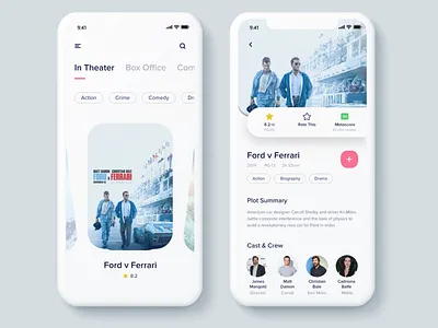Movie app UI adobe xd app app design dailyui design interfacedesign minimalist mobile app movies app ui ux webdesign