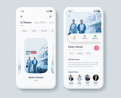 Movie app UI adobe xd app app design dailyui design interfacedesign minimalist mobile app movies app ui ux webdesign