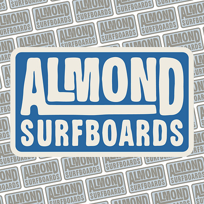 Almond Surfbords: Custom type vintage lockup patch almond art direction california design handdrawn icon illustration patch print surf surfboard typography vintage