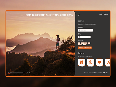 Running adventures travel web design adventure landing design landing page product design running running app travel travel app web design