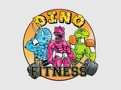 Dino Fitness Merchandise 80s 80s style baseball cap cartoons dino dinosaurs fitness illustration muscle power raptor retro strength t rex triceratops tshirt varsity jacket vest vintage weight training