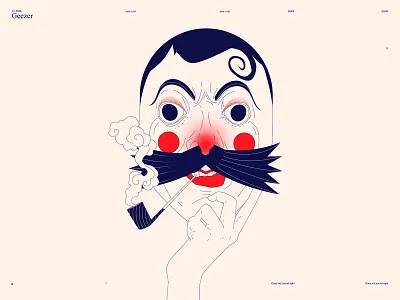 Mask of a man abstract composition illustration japanese japanese mask laconic line art lineart lines linework mask mask illustration minimal pipe poster poster art smoke