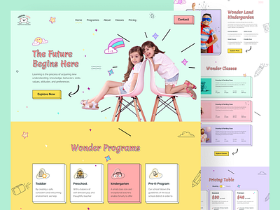 Wonder Land - Learning Platform Web Design animation children design education app education website illustration landing page learning platform minimal najmul online education popular shot school student typography visual design web design website website design