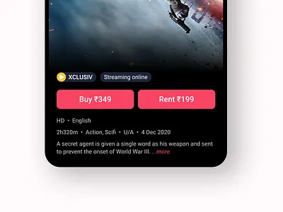Movie streaming app - Details page closeup | BookMyShow Stream blur bookmyshow design movie app movies streaming streaming app streaming online ticket app ui ui design