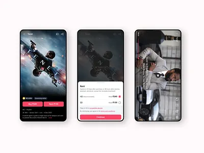 Movie streaming app - Rent flow | BookMyShow Stream blur bookmyshow design movie app movies online online movies rental app stream streaming streaming app streaming online tenet ticket app ui ui design