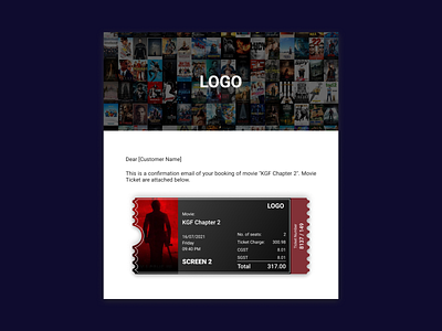 Email Recipt #DailyUI confirmation dailyui dailyuichallenge design email email design email receipt movie movie ticket receipt ticket booking ui challenge ui design uidesign