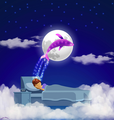 Dream Whale bts dream girl sleeping illustration vector whale