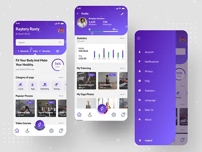 Yoga App (Home screen) 2021 app application design figma fitness fitness app gym health home icon mobile mobile app strength trainer ui ux workout yoga yoga app