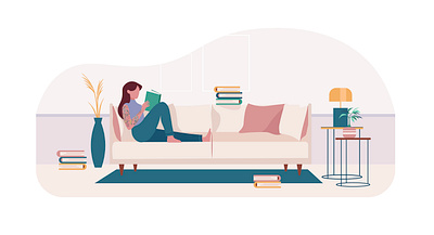 Relaxing adobe illustrator adobe photoshop amsterdam branding design editorial girl girl reading on sofa holland illustratie illustration lamp modern interior reading sunday tatoo trendy interior vector