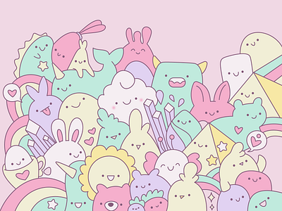 Kawaii Drawing adorable cheerful cute cute animals cute art cute characters cute design cute illustration doodle doodle art drawing illustration kawaii kawaii art kawaii faces kids pastel colors pastels smiles smiley