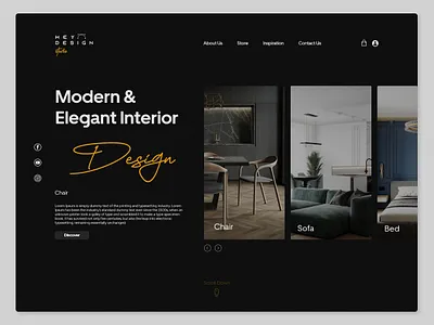 Mordern & Elegant Design black black white black gold brand clean design elegant homepage homepage design interior minimalist modern ui design web design website design