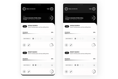 Task App - BW android app blackandwhite clean design flat flat design goals interface ios iphone mobile product design sketch task app to do ui ux web wireframe