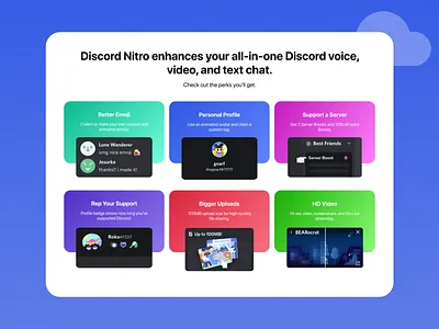 Discord Nitro Feature Section Remake chat app chatbot design discord ui uiux ux ux ui uxdesign web design website