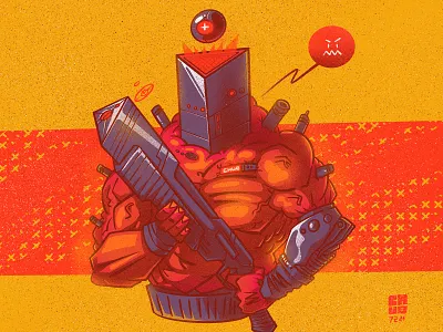 Y-box.shotgun-2221 art character cyberpunk digital digitalart illustration illustration art monster retrofuturism