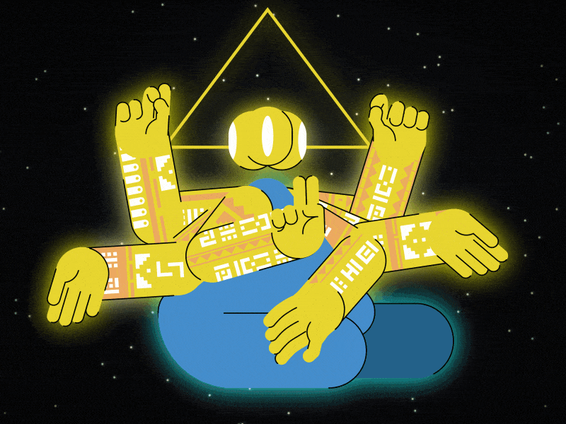 A god looking at planets after effect aftereffect aftereffects animation destroy god illustration motion design motiondesign planets shapes