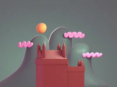 Castle 3d 3d art 3d artist 3d ilustration animation blender design illustrate illustration mograph motion design motion graphics style frame