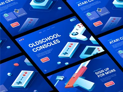 GameClub | Landing page concept branding design futuristic game gaming grid illustration interface isometric landing page landingpage minimal retro typography ui ux vector web website