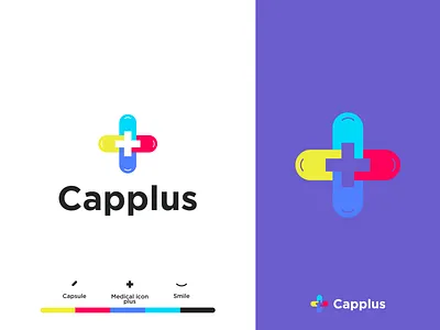 Capplus Logo Design abstract abstract logo added agency brand identity colorful concept creative cross health love mark media medical logo medicine modern pharma plus simple smile