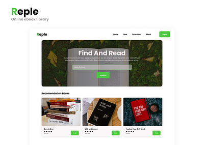 Reple- online ebook library design ebook library online ui web web design webdesign
