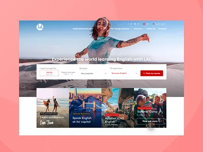 LAL Schools | Language Exchange School Homepage cape town course english exchange hero homepage language london school search student travel ui ui design web design webdesign