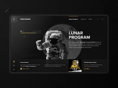 Roscosmos - Lunar Program cosmonaut cosmonautics design minimal moon space ui ux web