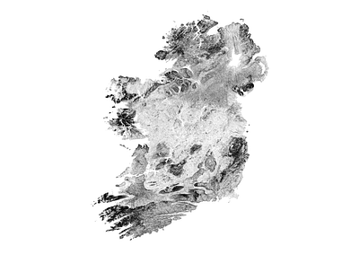 Ireland and Northern Ireland - Black and white map dublin illustration ireland landscape map minimal mountain nature poster relief topographic topography white