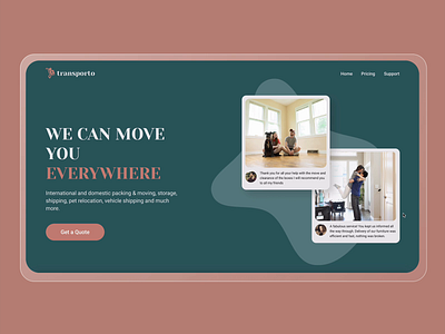 Transporto | Landing page cargo design landing page logistics minimal move movers relocation storage transport transports ui ux website