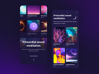 Meditation App app app design astrology calm compatibility horo scope horoscope mantra meditate meditation meditation app mobile player relax sleep sleep app sound ui ui app zodiac