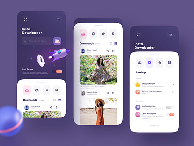 Insta downloader App Ui Design app appdesign design download dribbble instagram manager trend ui uidesign uiux userinterface ux uxui