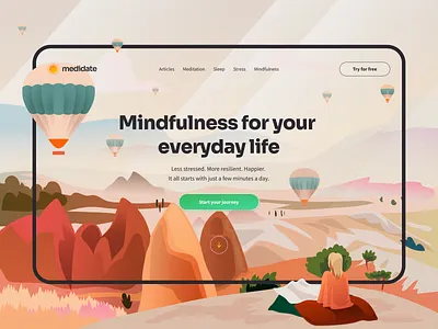 Meditation Website Concept Illustration color colorful design illustraion illustration illustration art illustration design illustration digital illustrator meditation meditation website ui vector website concept website illustration website illustrations