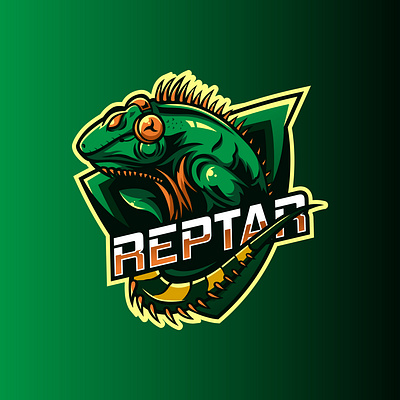 REPTAR branding esport esportlogo gaming gaming logo green iguana illustration illustrator logo logo design mascot logo twitch