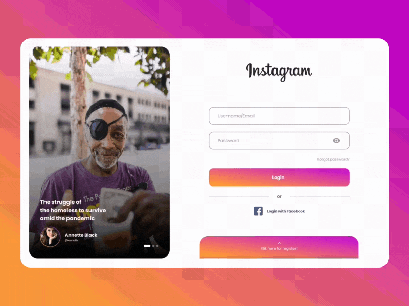 Instagram Login Redesign app clean design instagram login design login page minimal redesign redesign concept ui ux design