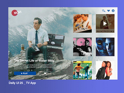 Daily UI 25/100 - TV App branding dailyui dailyuichallenge design digital flat tv app ui ux web website