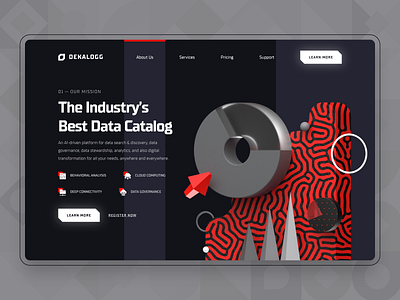 Dekalogg - Data Analytics Marketing AI UI/UX 3 3d advertising ai analytics artificial intelligence big data business cloud commerce d4d dark data fintech landing page machine learning modern red statistics ui ux