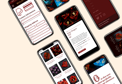 Sylvx animation branding commerence design dice dungeons and dragons logo minimalist nerdy red shopping typography ui ux white