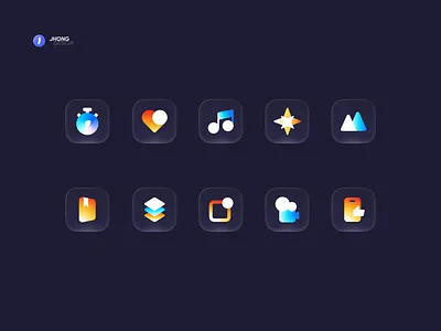 Glass Icons-2 abstract app branding design glass iconset iphonex modern product simple simple logo typography ui ux ui vector