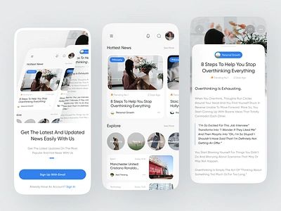 Getuk - News & Article Mobile App article articles bulletin clean design feed minimal mobile mobile app mobile design neat news news app newsfeed newslatter newspaper read reading social app ui