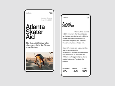 Just Skate Mobile concept design flat minimal minimalism mobile mobile first skateboard sportsite ui ux uxui web website