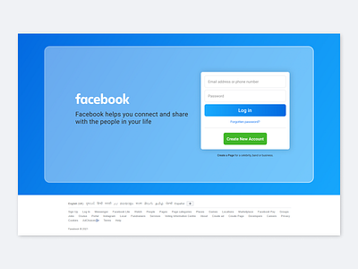 Facebook Landing Page | Glass Morphism app design facebook glassmorphism gradient landing page concept landing page design landing page ui landingpage sign in sign in screen signup signup page ui ux