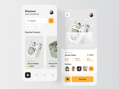 Product Mobile App Exploration 📻 2021 trends clean ui dribbble best shot ecommerce ecommerce app mobile mobile app mobile app design mobile design mobile ui online shop orizon popular shot product product design product page radio ui ux design ui ux uiux designer