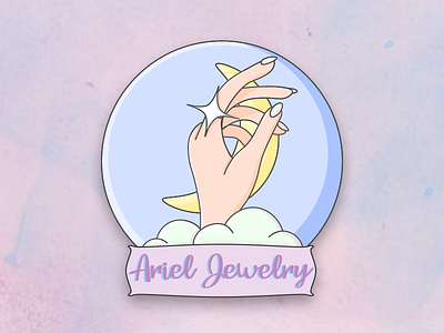 Ariel Jewelry logo design aesthetic brand branding creativity design dribbble flat graphicdesign hand illustration jewelry logo logodesign minimal photoshop pink rings shapes vector vector art