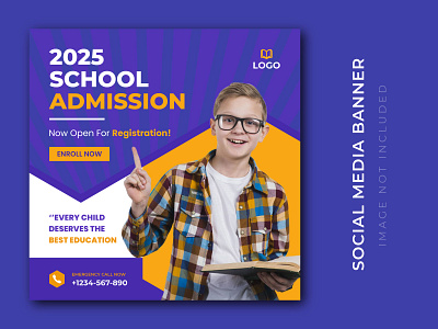 Kids Education Social Media Instagram Post Banner Design admission ads ads design back to school banner class creative education facebook flyer instagram kids modern online primary school social media post student teacher template