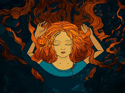 Lyra's dream artist book bookart botanical art children book childrens book digital illustration forest girlcharacter kid lit art people portrait