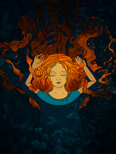 Lyra's dream artist book bookart botanical art children book childrens book digital illustration forest girlcharacter kid lit art people portrait