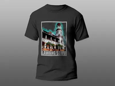 Watercolor Painting Sketch Lawang Sewu Square Frame building graphic watercolor design watercolor sketch