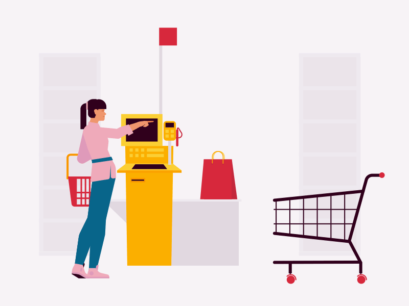 Supermarket Self Service animated gif illustration self service shopping supermarket vector web illustration